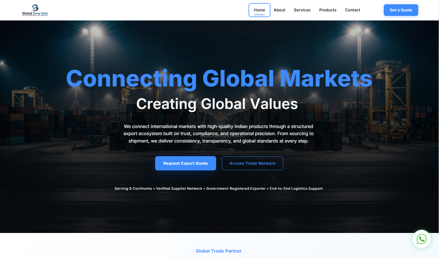 Global Zone Exim Website